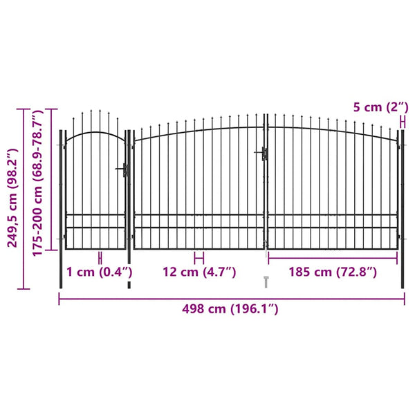 Gartentor Woerden mit Speerspitze 5 x 1,95 m Schwarz