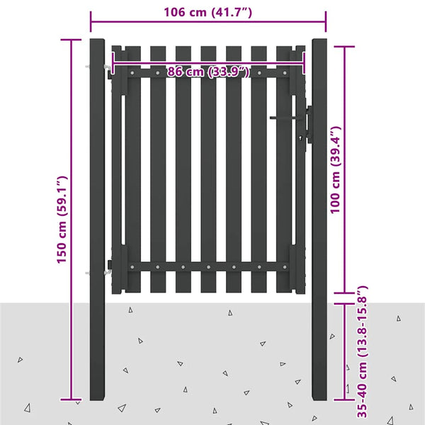 Gartentor aus Stahl 100 x 100 cm Anthrazit