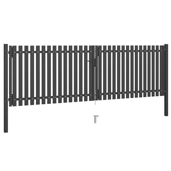 Gartentor aus Stahl 400 x 100 cm Anthrazit