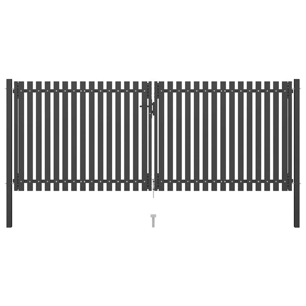 Gartentor aus Stahl 400 x 125 cm Anthrazit