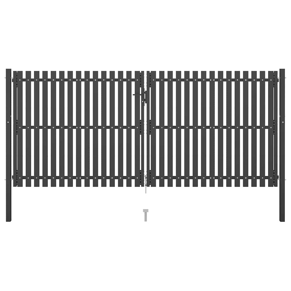 Gartentor aus Stahl 400 x 150 cm Anthrazit