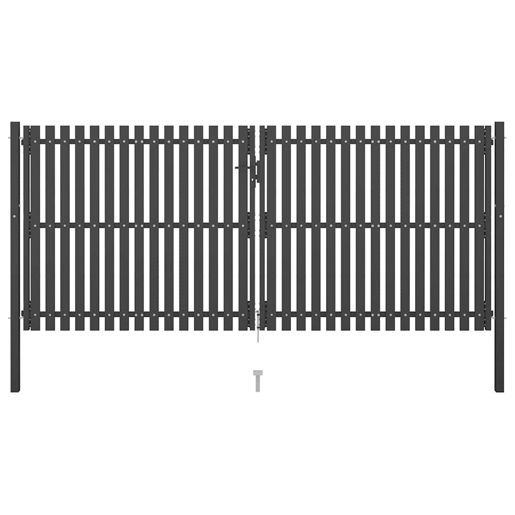 Gartentor aus Stahl 400 x 150 cm Anthrazit