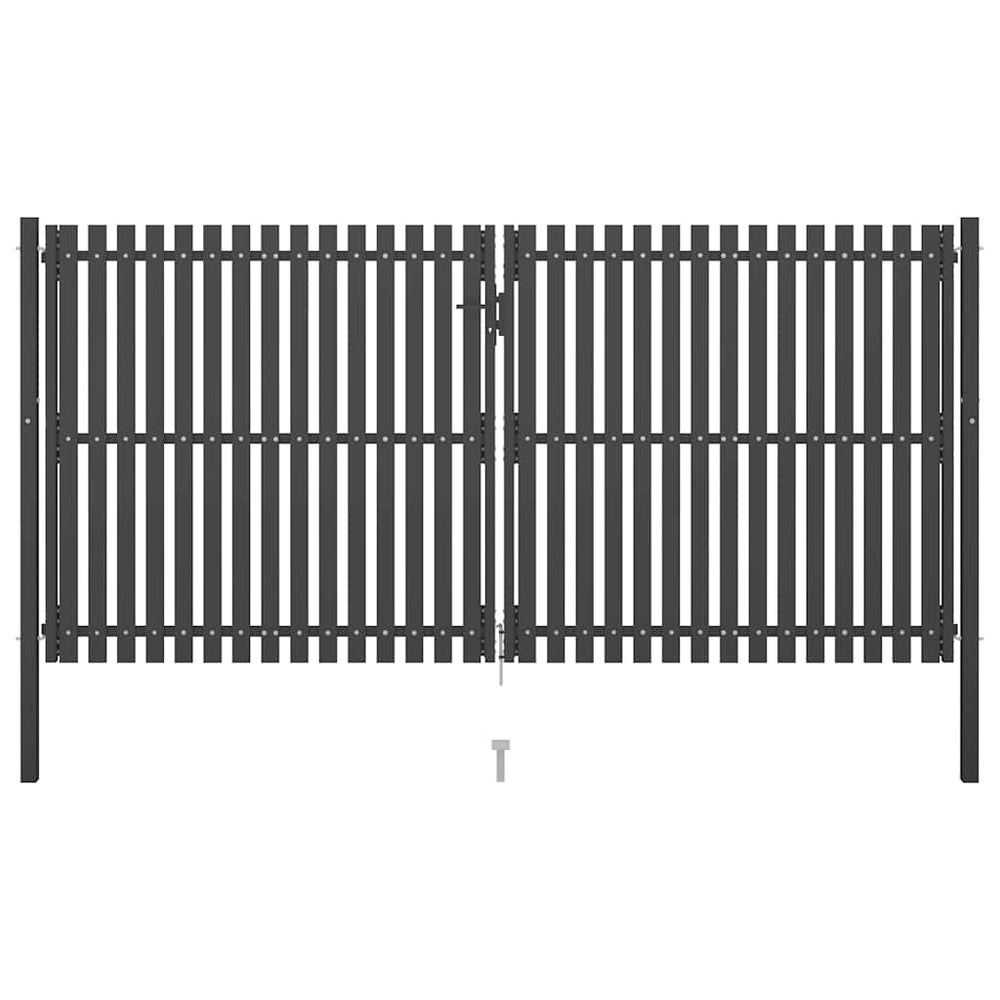 Gartentor aus Stahl 400 x 175 cm Anthrazit