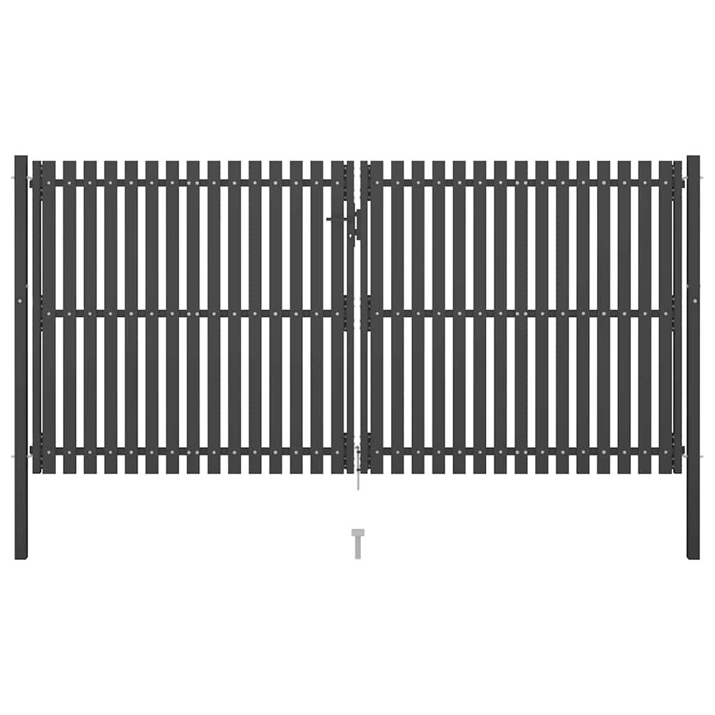 Gartentor aus Stahl 400 x 175 cm Anthrazit