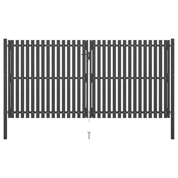 Gartentor aus Stahl 400 x 175 cm Anthrazit