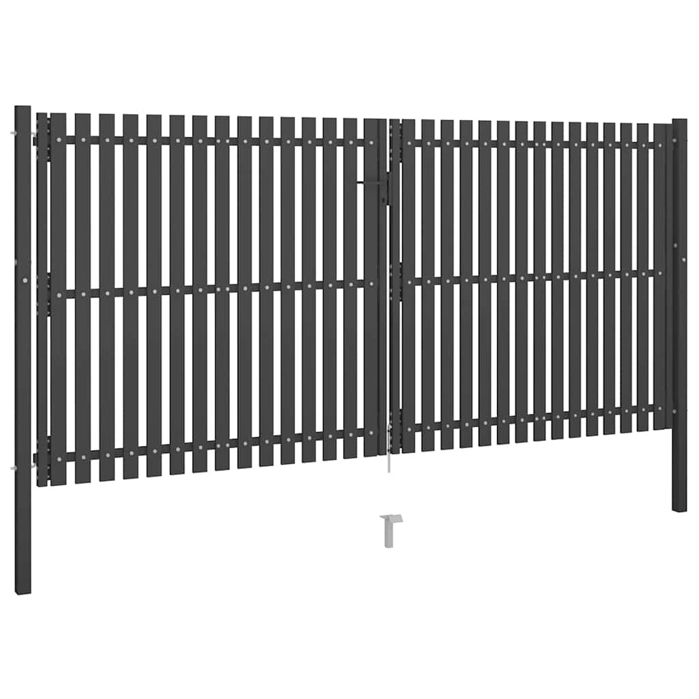 Gartentor aus Stahl 400 x 175 cm Anthrazit