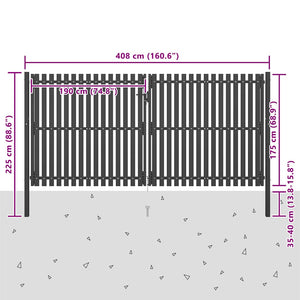 Gartentor aus Stahl 400 x 175 cm Anthrazit