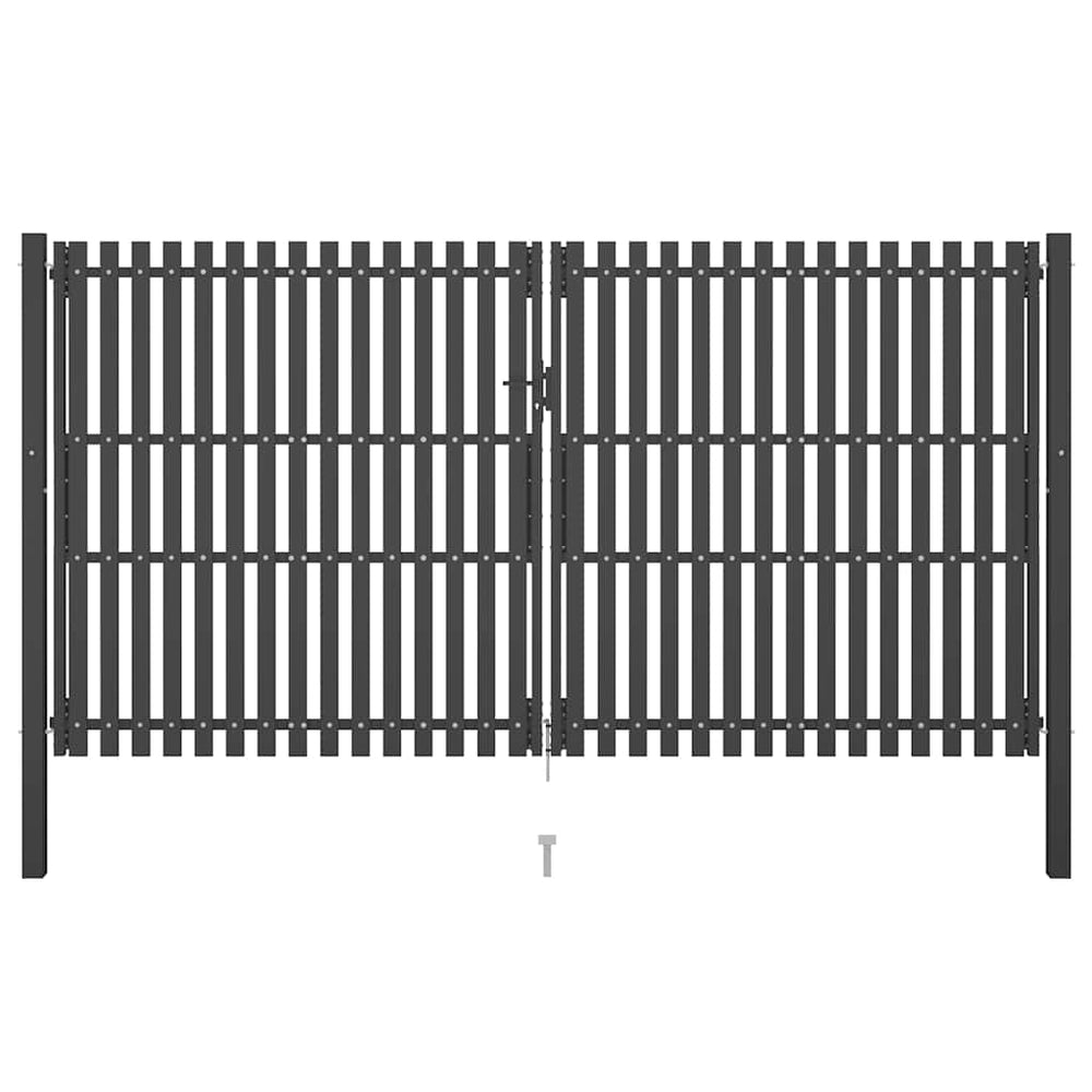 Gartentor aus Stahl 400 x 200 cm Anthrazit