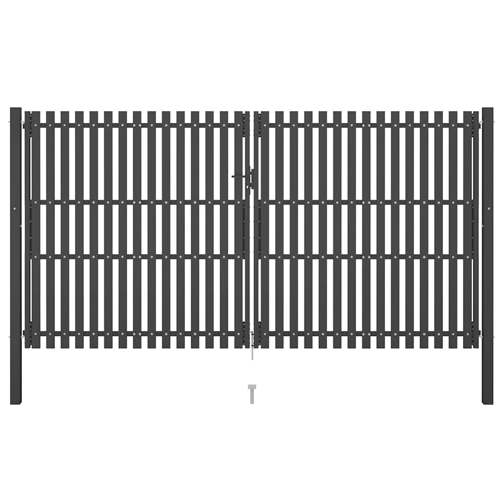 Gartentor aus Stahl 400 x 200 cm Anthrazit