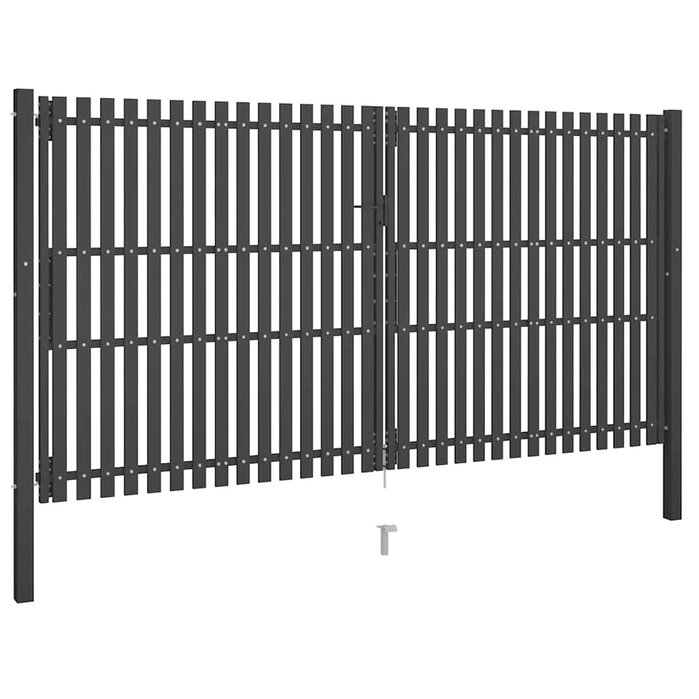Gartentor aus Stahl 400 x 200 cm Anthrazit