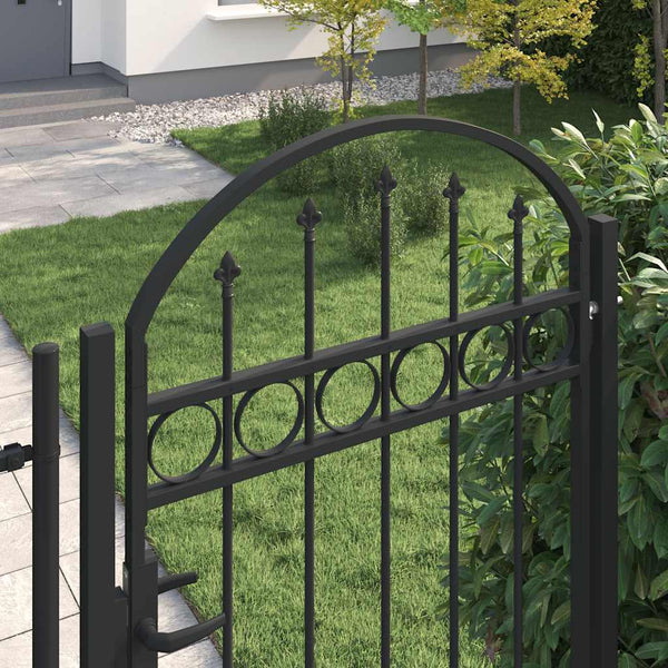 Gartentor ASSEN mit Bogenabschluss Stahl 102 x 200 cm Schwarz