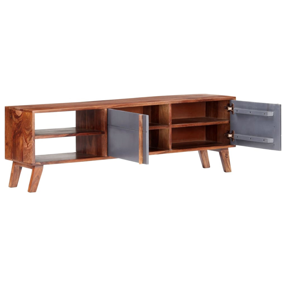 vidaXL Meuble TV gris 140x30x45 cm Bois massif