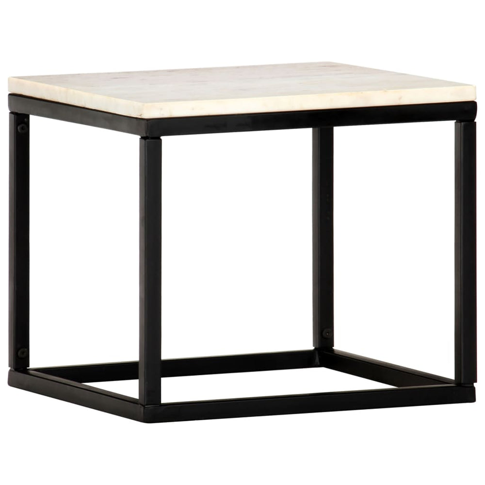 Couchtisch Weiß 40×40×35 cm Echtstein in Marmoroptik