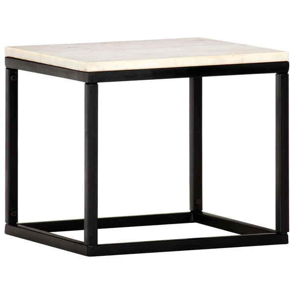 Couchtisch Weiß 40×40×35 cm Echtstein in Marmoroptik