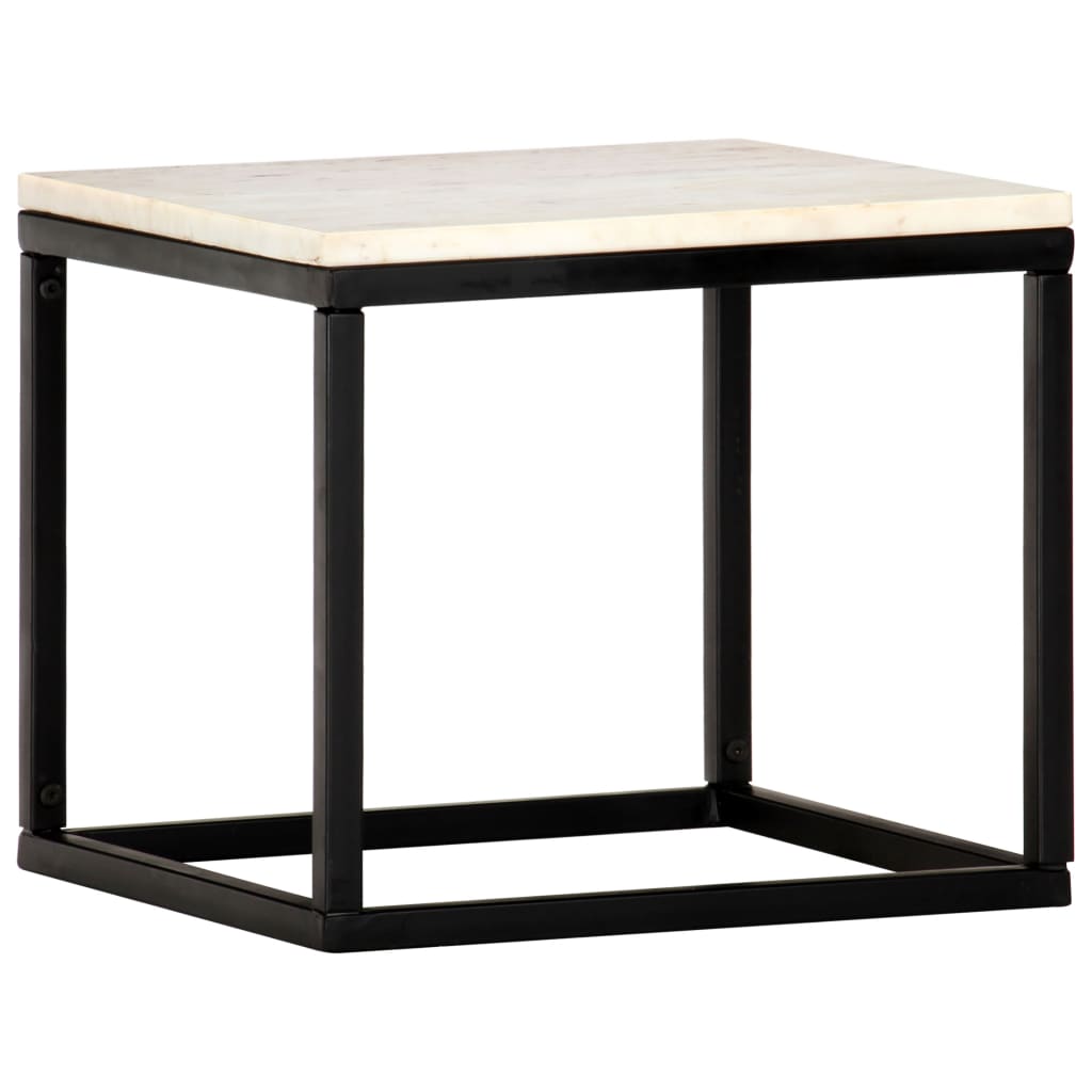 Couchtisch Weiß 40×40×35 cm Echtstein in Marmoroptik