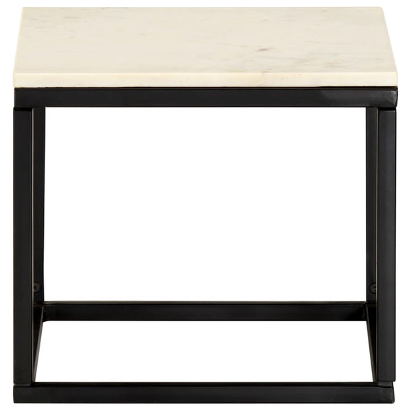 Couchtisch Weiß 40×40×35 cm Echtstein in Marmoroptik