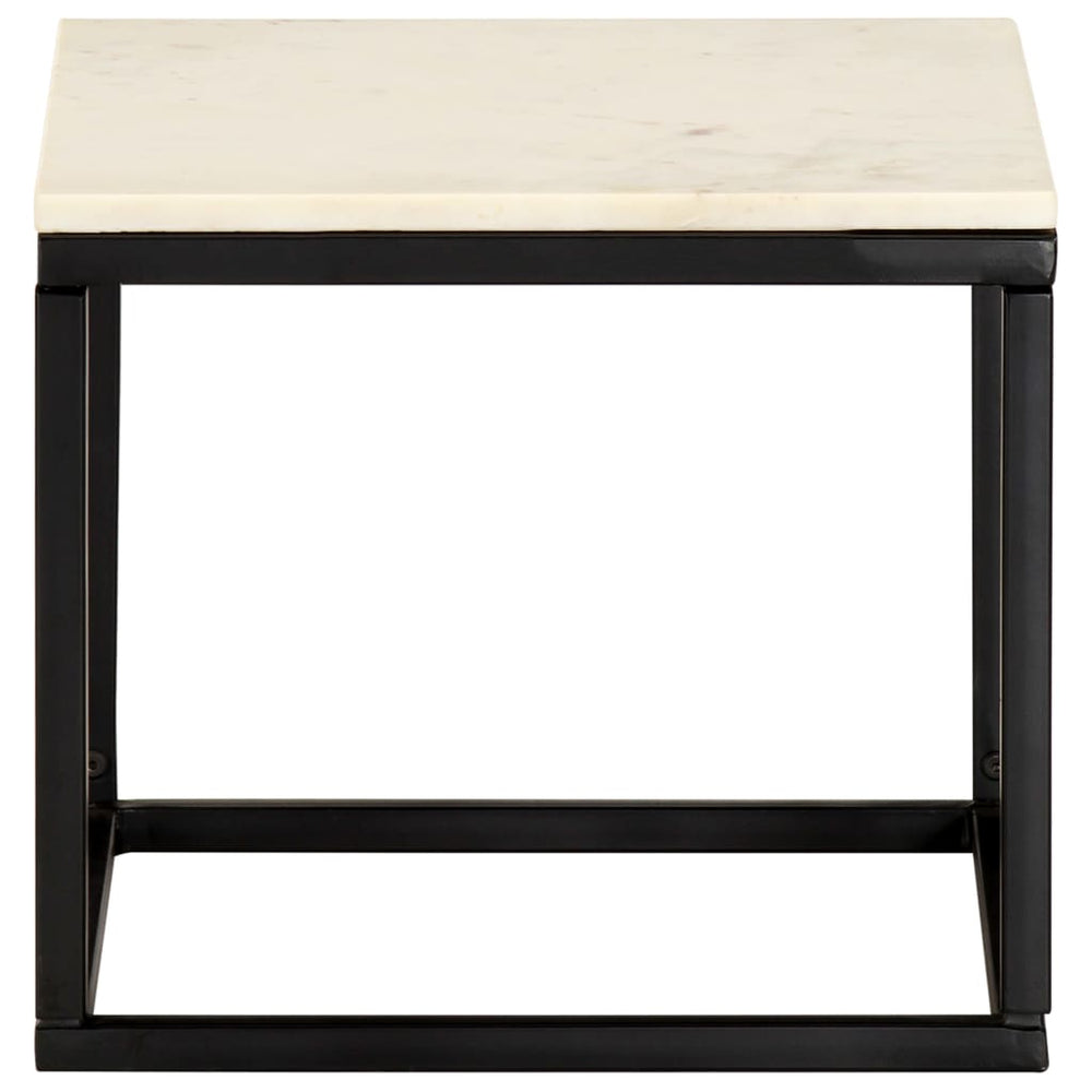 Couchtisch Weiß 40×40×35 cm Echtstein in Marmoroptik