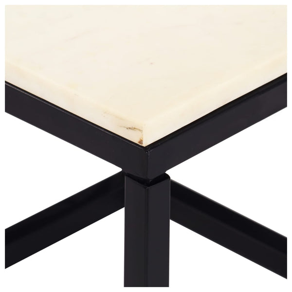 Couchtisch Weiß 40×40×35 cm Echtstein in Marmoroptik