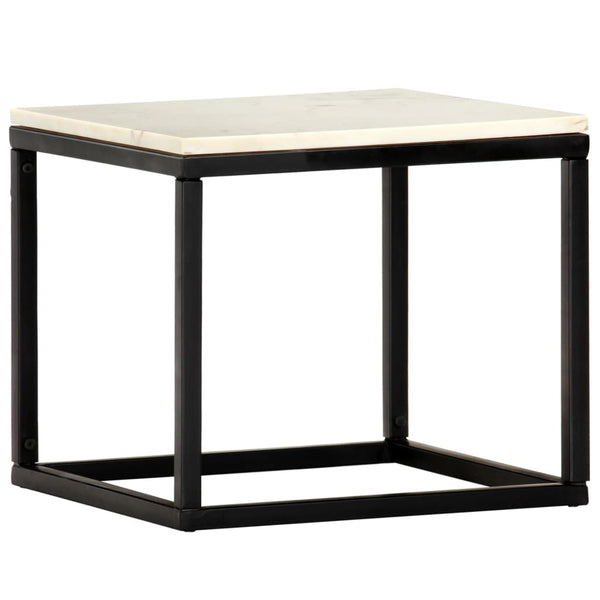Couchtisch Weiß 40×40×35 cm Echtstein in Marmoroptik