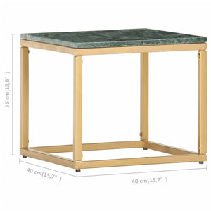 vidaXL Table basse vert 40x40x35 cm Pierre véritable aspect marbre