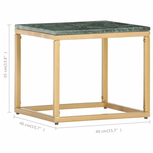 vidaXL Table basse vert 40x40x35 cm Pierre véritable aspect marbre