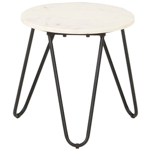 vidaXL Table basse Blanc 40×40×40 cm Pierre véritable aspect marbre