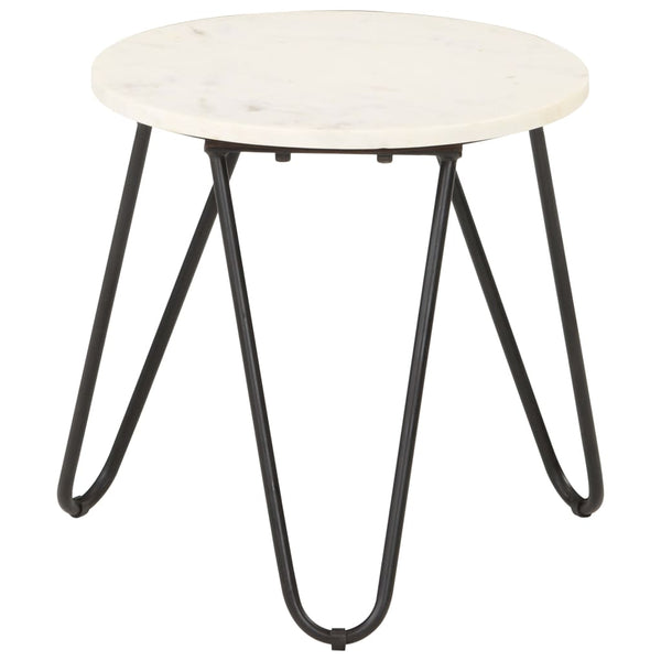 vidaXL Table basse Blanc 40×40×40 cm Pierre véritable aspect marbre