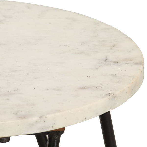 vidaXL Table basse Blanc 40×40×40 cm Pierre véritable aspect marbre