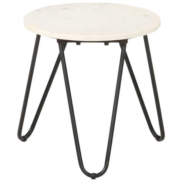 vidaXL Table basse Blanc 40×40×40 cm Pierre véritable aspect marbre