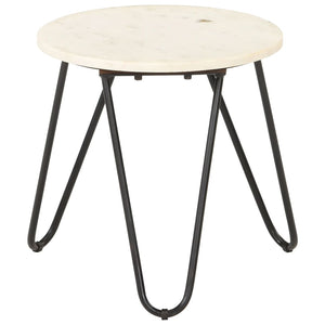 vidaXL Table basse Blanc 40×40×40 cm Pierre véritable aspect marbre