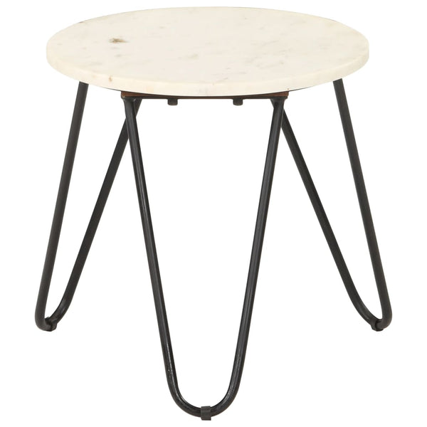 vidaXL Table basse Blanc 40×40×40 cm Pierre véritable aspect marbre