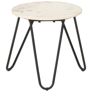 vidaXL Table basse Blanc 40×40×40 cm Pierre véritable aspect marbre