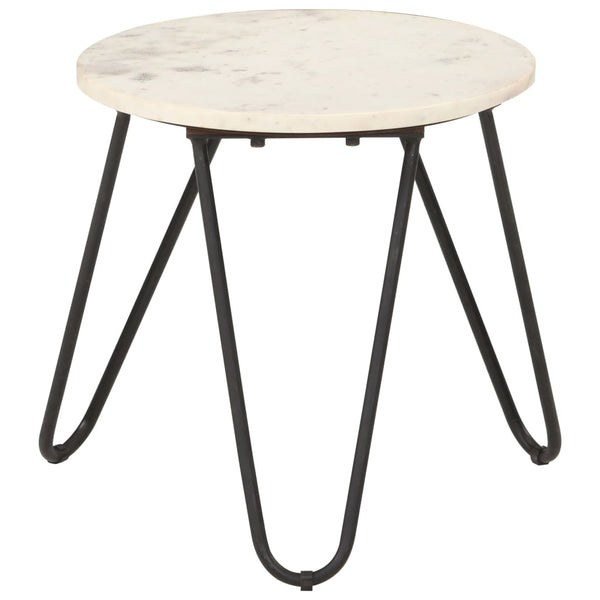 vidaXL Table basse Blanc 40×40×40 cm Pierre véritable aspect marbre