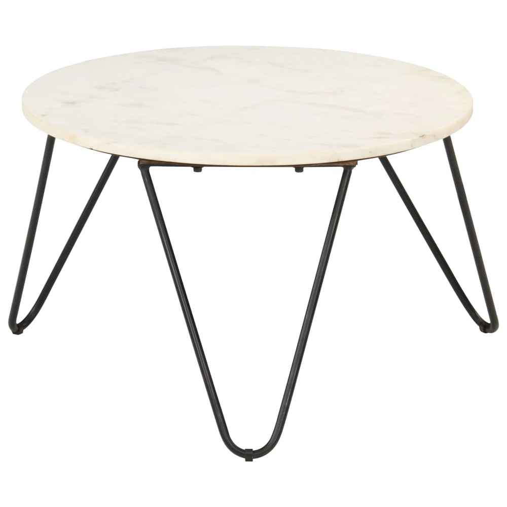 Couchtisch Weiß 65x65x42 cm Echtstein in Marmoroptik