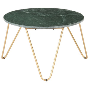 vidaXL Table basse vert 65x65x42 cm aspect marbre en pierre véritable