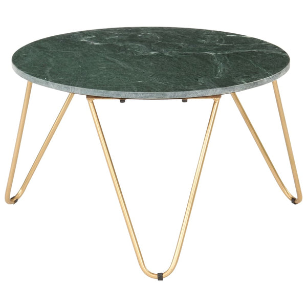 vidaXL Table basse vert 65x65x42 cm aspect marbre en pierre véritable