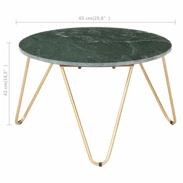 vidaXL Table basse vert 65x65x42 cm aspect marbre en pierre véritable