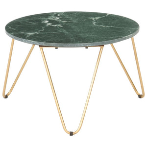 vidaXL Table basse vert 65x65x42 cm aspect marbre en pierre véritable
