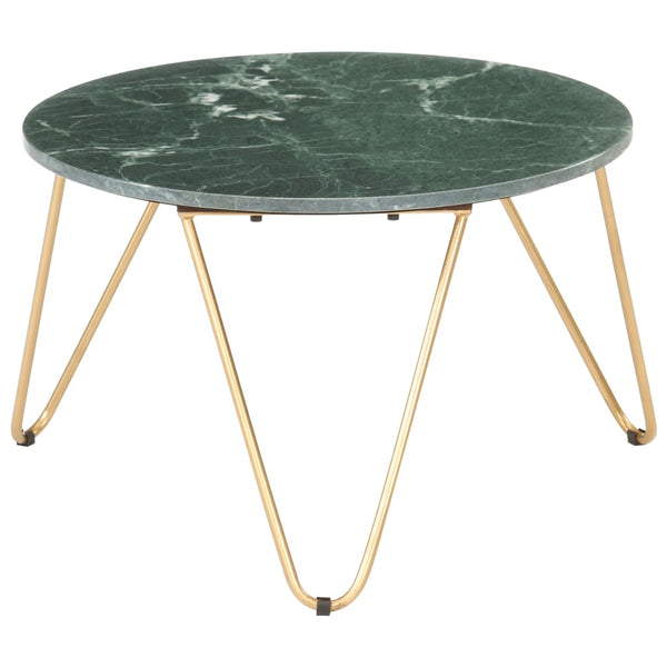 vidaXL Table basse vert 65x65x42 cm aspect marbre en pierre véritable