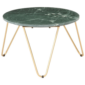 vidaXL Table basse vert 65x65x42 cm aspect marbre en pierre véritable