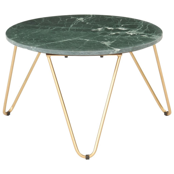 vidaXL Table basse vert 65x65x42 cm aspect marbre en pierre véritable