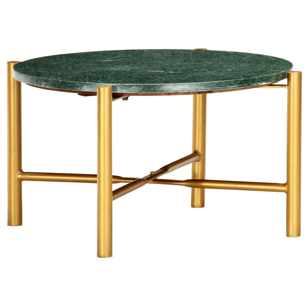 vidaXL Table basse vert 60x60x35 cm Pierre véritable aspect marbre