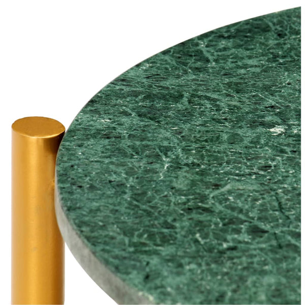 vidaXL Table basse vert 60x60x35 cm Pierre véritable aspect marbre