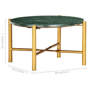 vidaXL Table basse vert 60x60x35 cm Pierre véritable aspect marbre