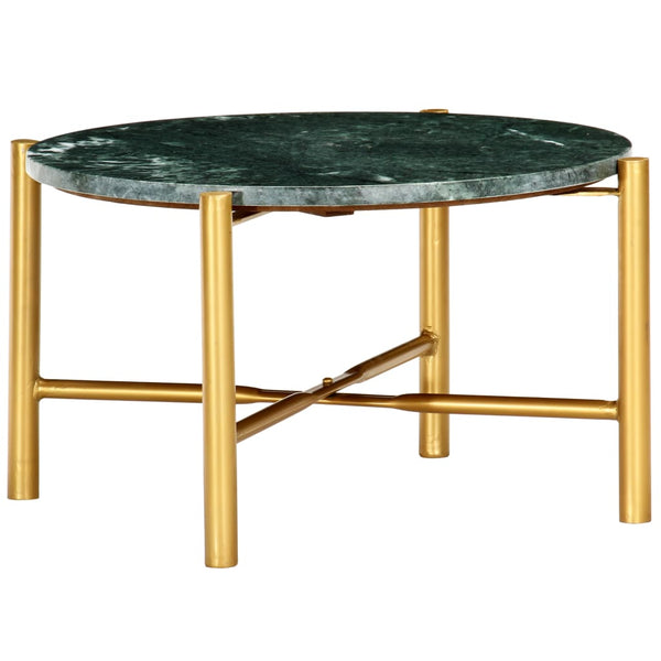 vidaXL Table basse vert 60x60x35 cm Pierre véritable aspect marbre