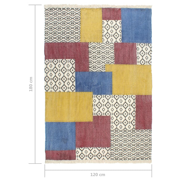 Kelim-Teppich Handgewebt Baumwolle 120×180 cm Bedruckt