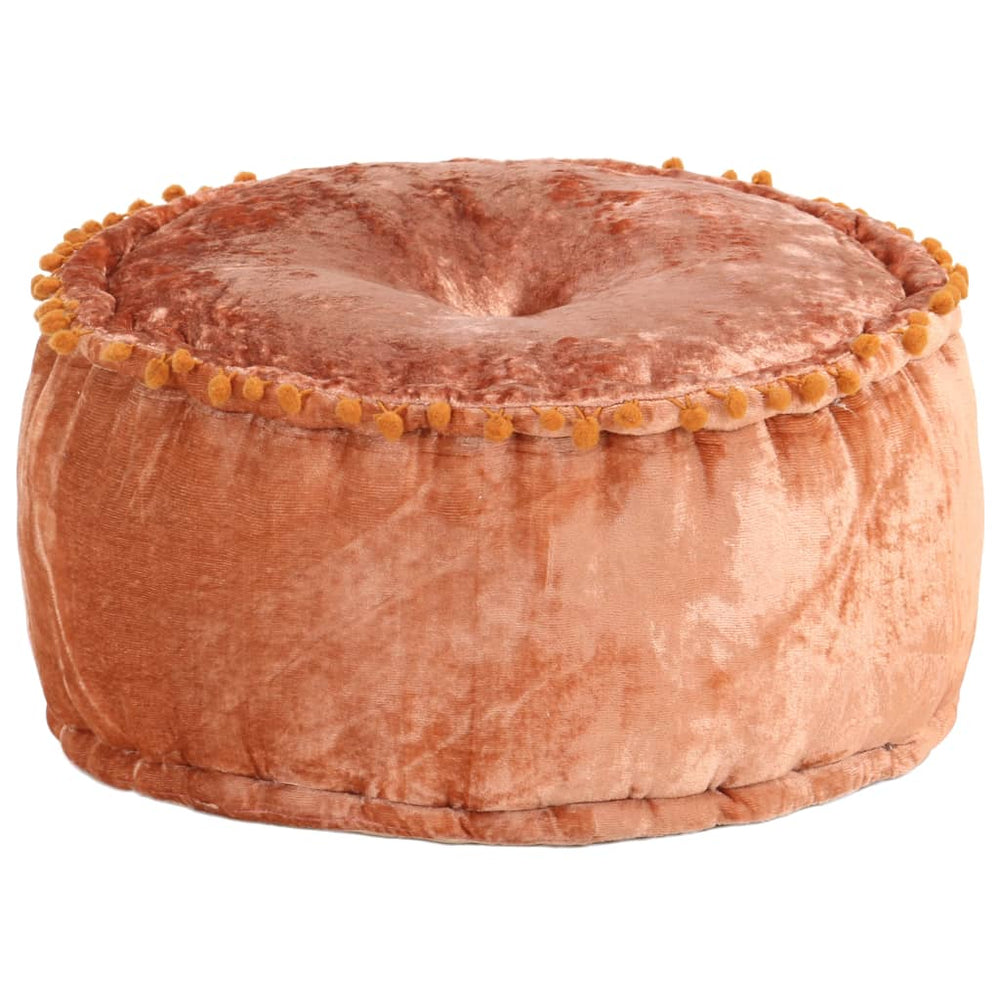 Pouf Rund Samt 40x20 cm Rostbraun