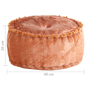 Pouf Rund Samt 40x20 cm Rostbraun