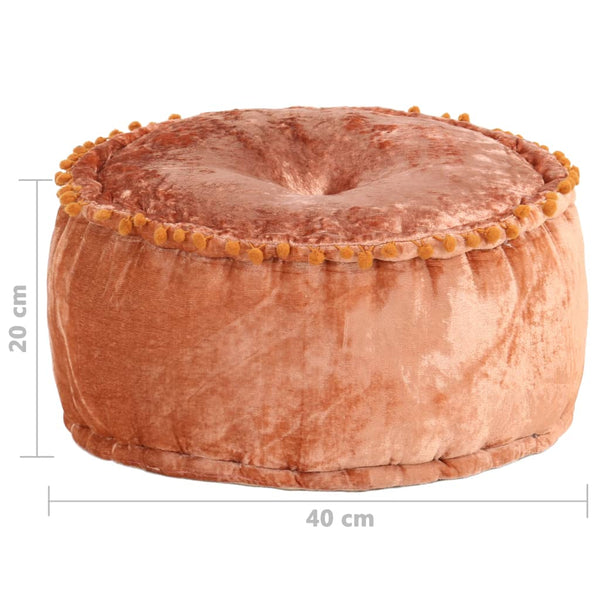 Pouf Rund Samt 40x20 cm Rostbraun