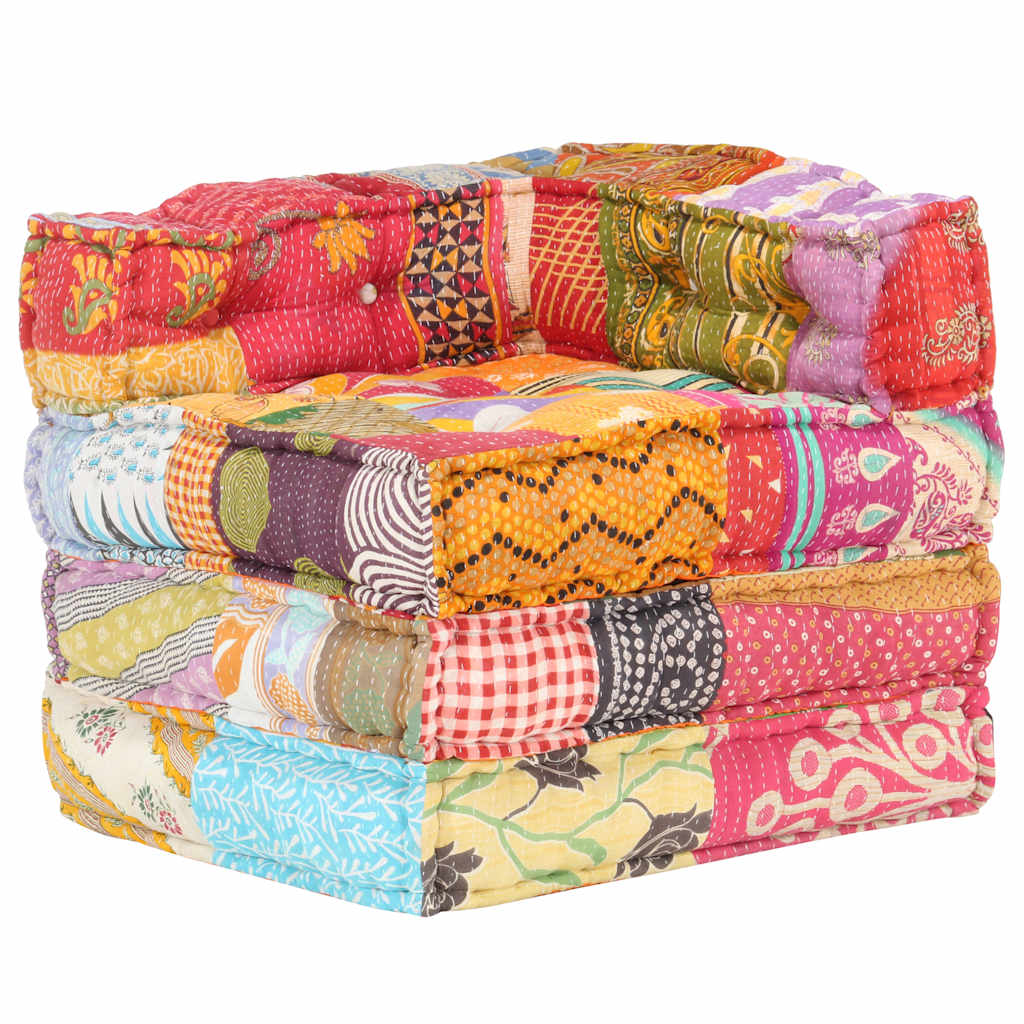 vidaXL Pouf Modulaire en Tissu Patchwork